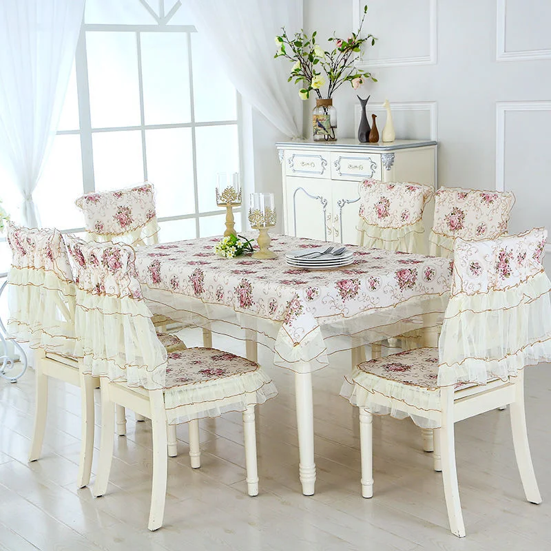 

New Pastoral Style Dining Table Cloth Chair Cover Set Four Seasons Quality Household Tea Tablecloth Desk Covers Mat Party Decor