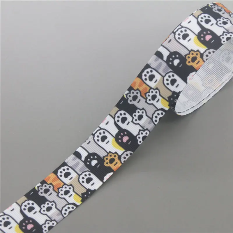DHK 7/8\'\'5yards Dog Cat Paw Printed Grosgrain Ribbon Accessory Hairbow Headwear Decoration DIY Wholesale OEM E1887