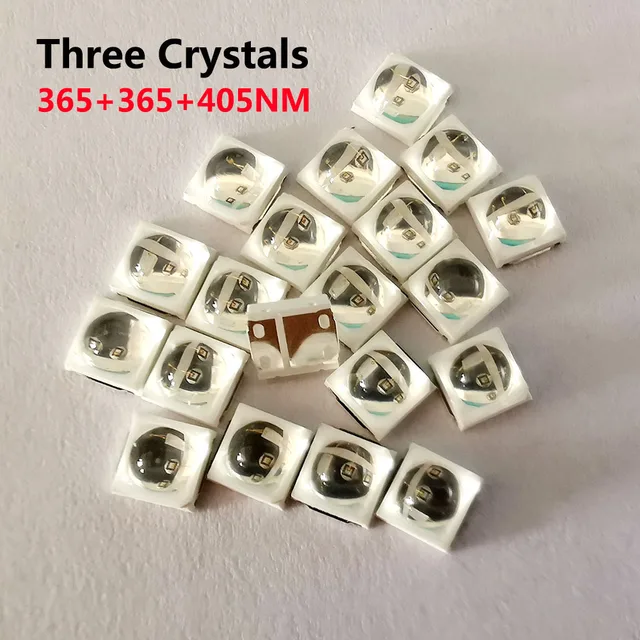 10 szt. 2W Epistar 365nm+365nm+405nm Trzy Kryształowe Diody LED UV LED do Lampy do Paznokci, Koraliki SMD5050 5054 LED do Maszyn do Paznokci DIY