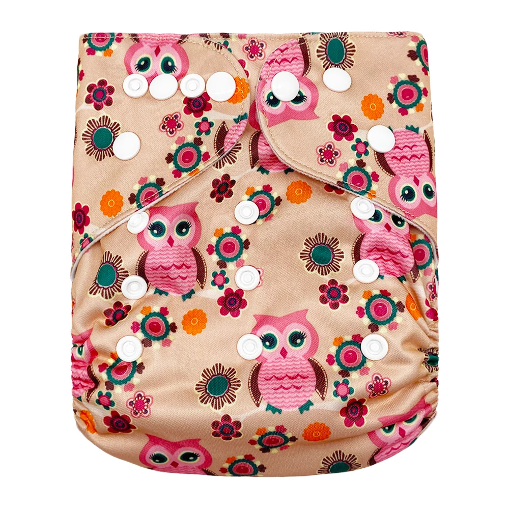 Dotoo Washable Adjustable Woodpecker Print Pocket Diaper Double Row Snaps Cloth Nappy For 3-15KG Baby