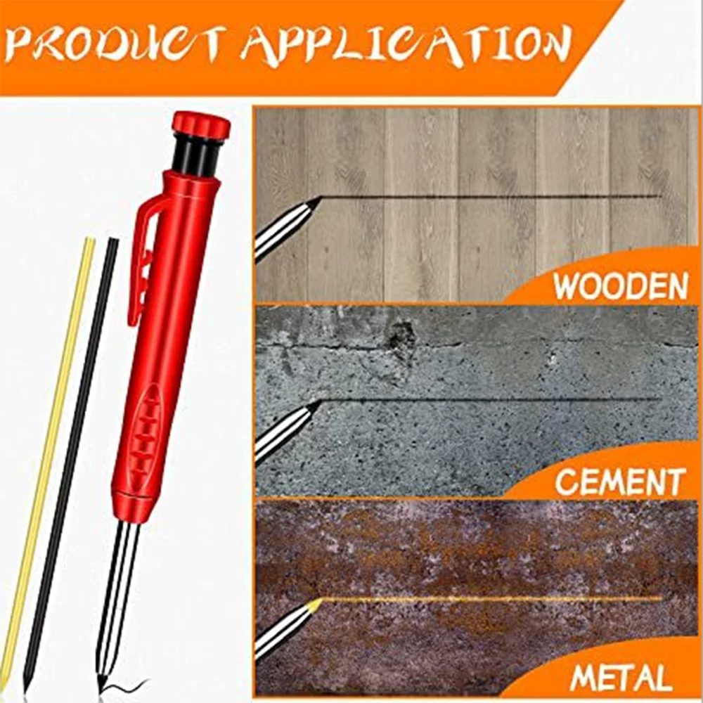 Solid ดินสอ Carpenter ชุดเติมนำ Built-In Sharpener หลุมลึกดินสอ Marker เครื่องมือไม้ Marker Set