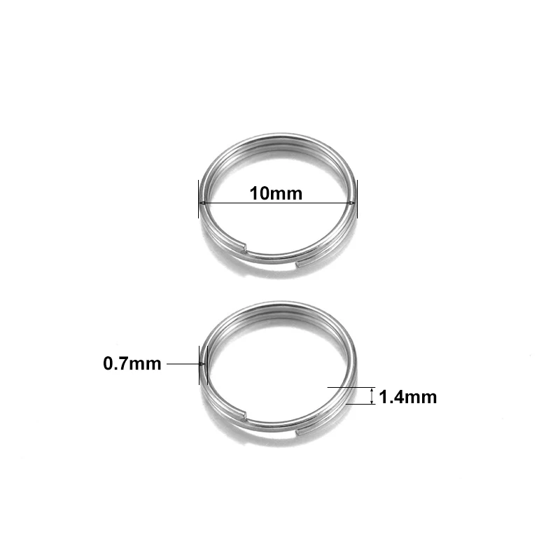 100pc/lot Stainless Steel Jump Rings Split Rings Key Ring Double Loops Cell Lanyard Hook Connector 10mm/14mm jewelry Finding