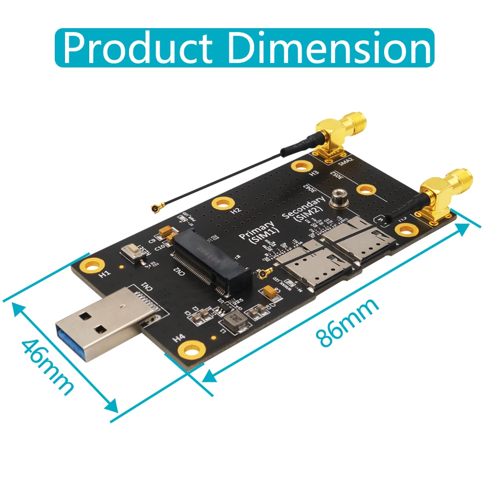 Ngff (M.2) Naar Usb 3.0 Adapter Met Dual Nano Sim Card Slot Voor 3G4G5G Module