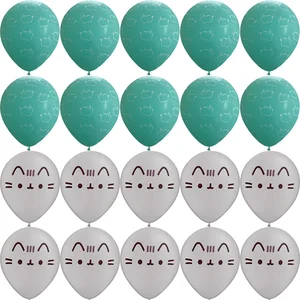 10 piezas/lote de 12 pulgadas Cartoon Japón Anime Pusheen Látex Globos Animales Pet Grey Tiffany Blue Ballons Decoración de cumpleaños 10 mejores ventas Pushen the Cat - №7