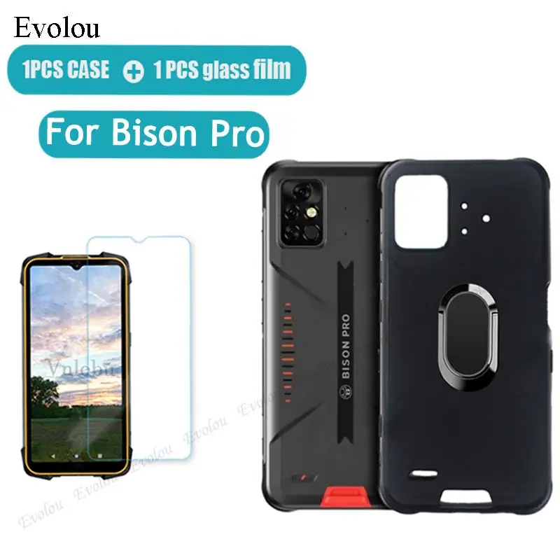 2 in 1 Tempered Glass For Umidigi Bison Pro Capa Magnetic Stand Holder Case For Umidigi Bison GT 2021 Soft TPU Shockproof Cover