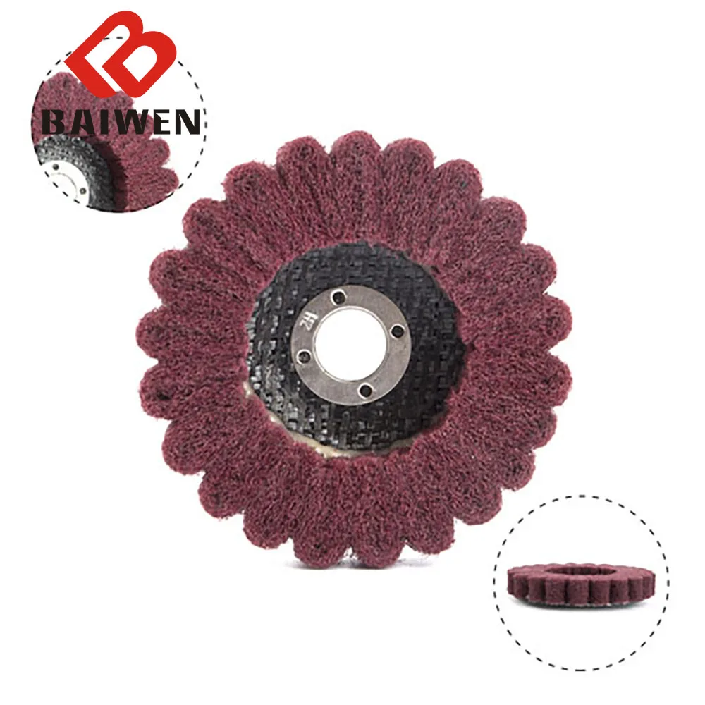 Disques de polissage en Fiber de Nylon, type fleur, tampon à récurer abrasif, pour le nettoyage des métaux, outils à main, 2/5/10 pièces