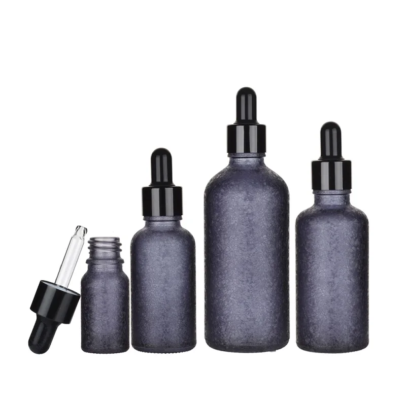 

10pcs Essential Oil Dropper Bottle Ice Crack Glass Cosmetic Refillable Empty Serum Pipette Bottles5ml10ml15ml20ml30ml50ml100ml