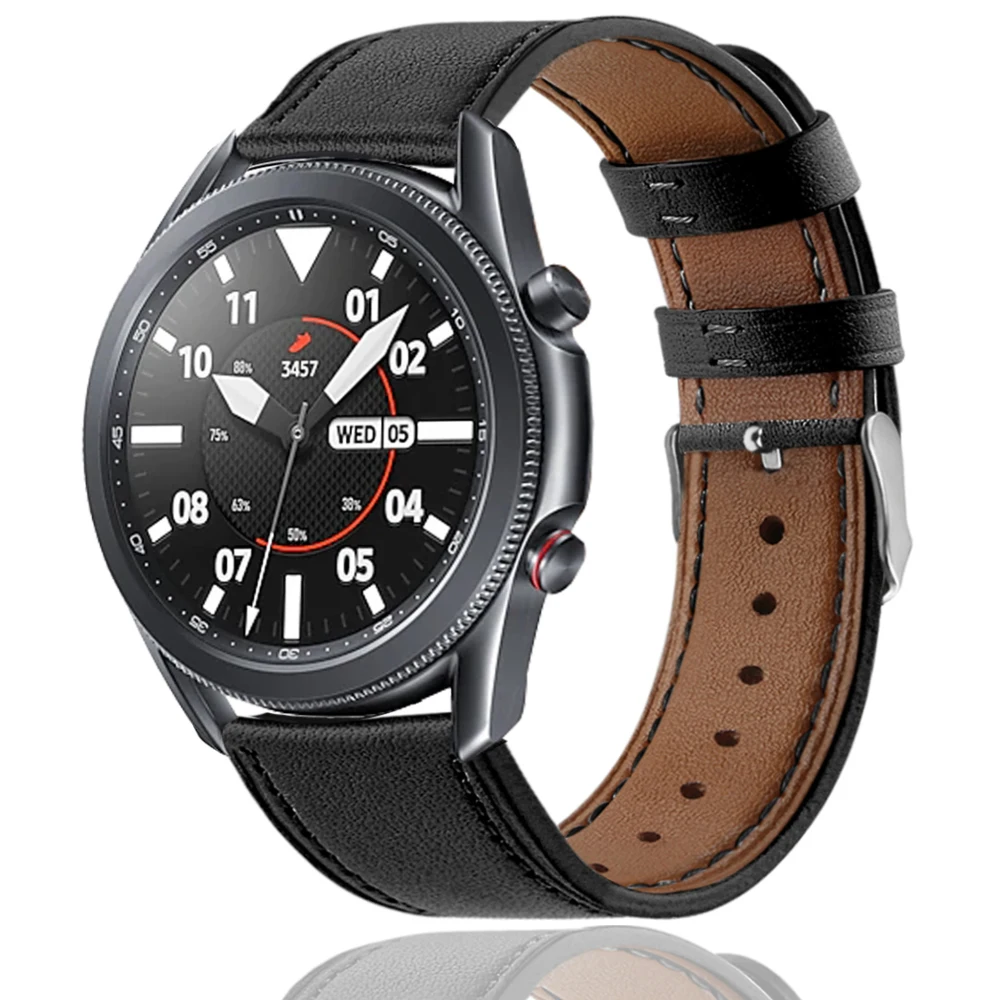 

20 22mm for samsung galaxy watch 3 band 45mm 41mm active 2 galaxy watch 46mm leather strap for huawei watch gt 2e gt2 correa