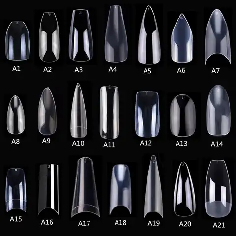 Makartt 500 peças Pontas de Unha Postiças Formato Caixão Transparente Natural XL, Pontas de Gel de Cobertura Total, Unhas Acrílicas Falsas Stiletto Ballerina, Unhas de Pressão