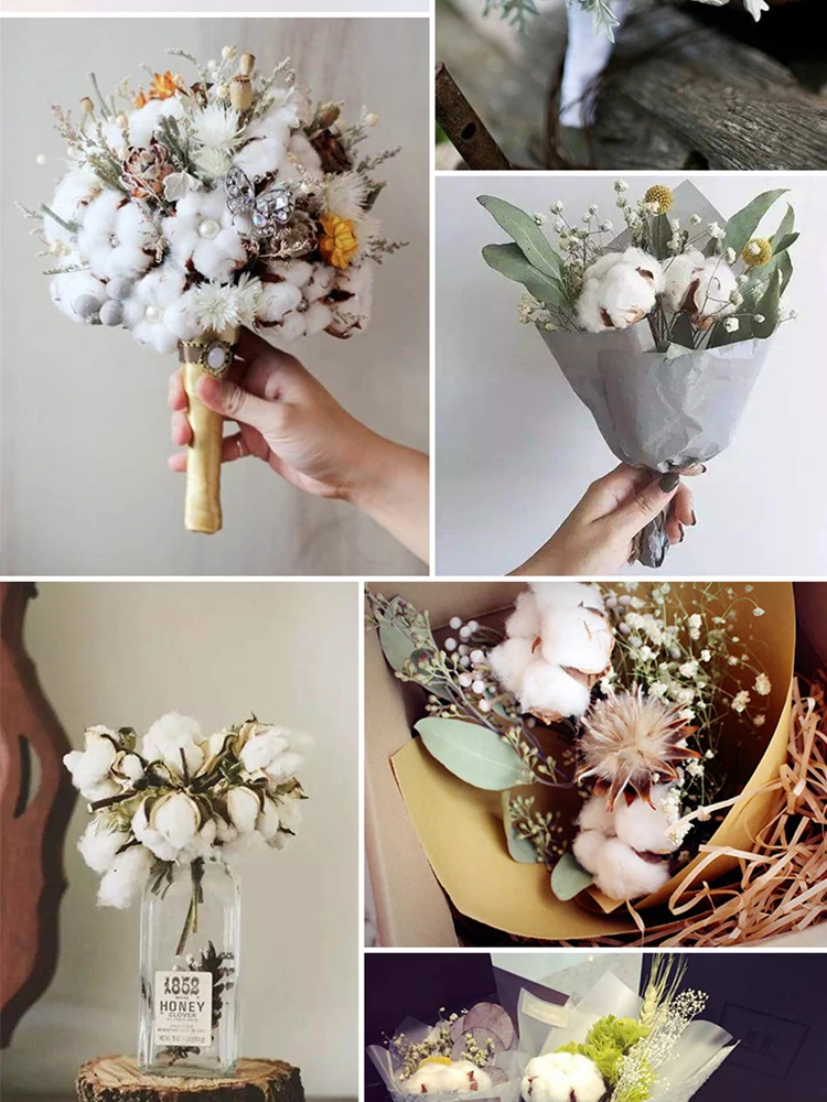 Fake Dry Flower Dried Lotus Acorn Cotton Flowers Pine Nuts Pineapple Cone Home Decorative Artificial Floral Branch Bouquet Decor