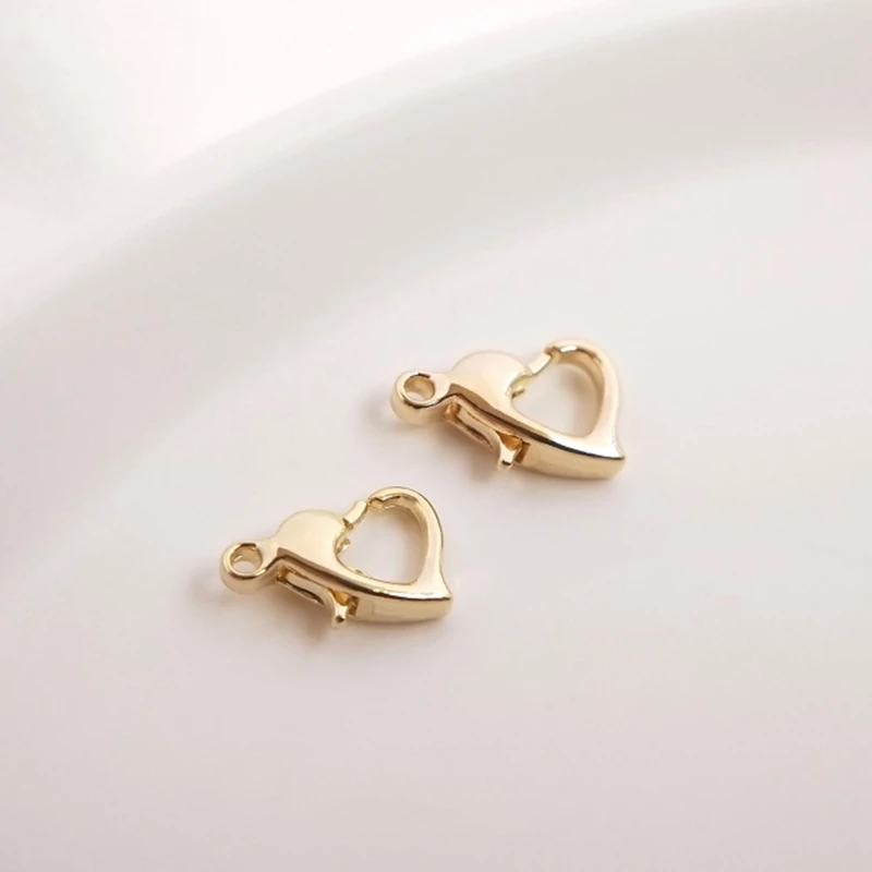

Real Gold Plated Copper Heart-shaped Lobster Clasp With Closed Loop DIY Jewellery Findings Jewelry Accessories