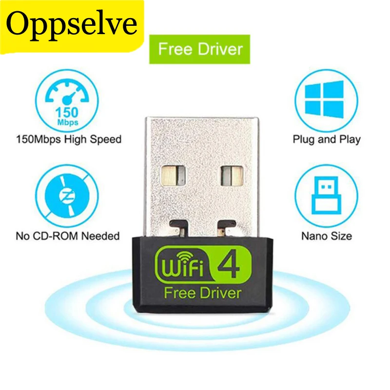 Oppselve USB WiFi 어댑터 USB 이더넷 WiFi 동글 150Mbps 2.4G USB Wi-Fi 어댑터, PC Antena Wi Fi 수신기 무선 네트워크 카드