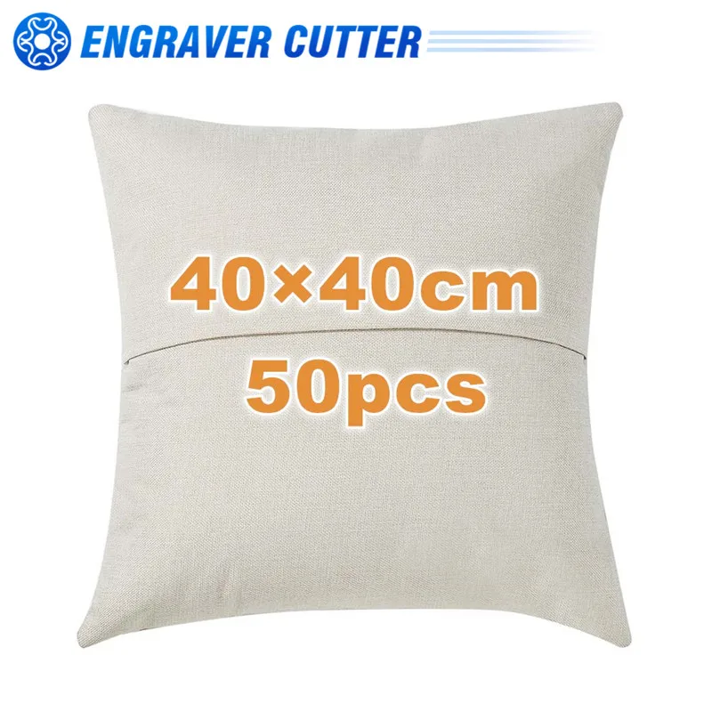 40×40cm Sublimation Blank Pillowcase Linen Pocket Pillow Case Cushion Cover 50PCS