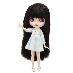 ICY DBS-Muñeca Blyth, pelo marrón con piel blanca, cara mate personalizada, cuerpo articulado desnudo, BL9128