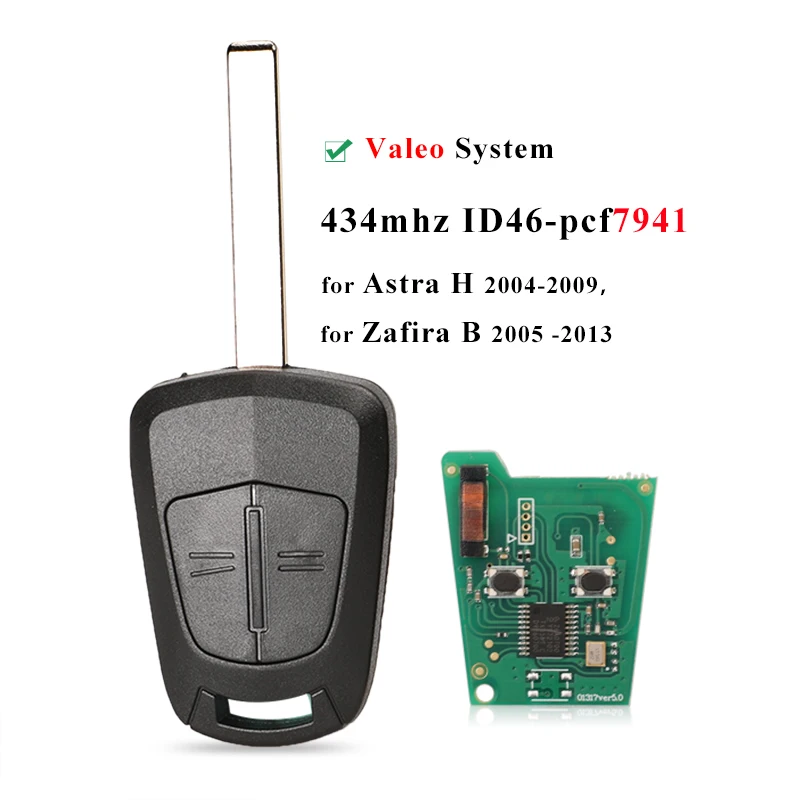 Jingyuqin 433Mhz ID46-pcf7941 Auto-Fernbedienungsschlüssel für Opel / Vauxhall Astra H 2004-2009 Zafira B 2005-2013 Corsa D 2007-2012 Meriva B