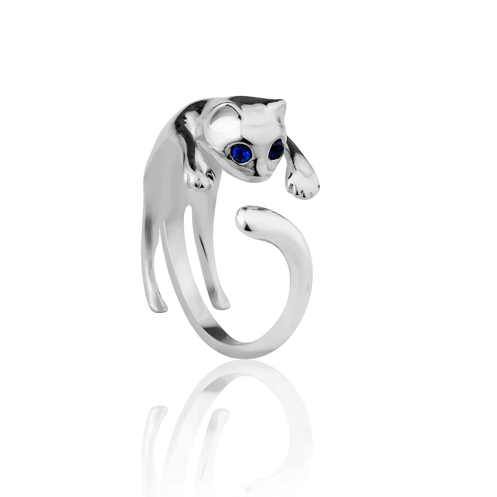 Good Looking Adjustable Rings Cat 925 Sterling Silver Jewelry Ring with Zircon