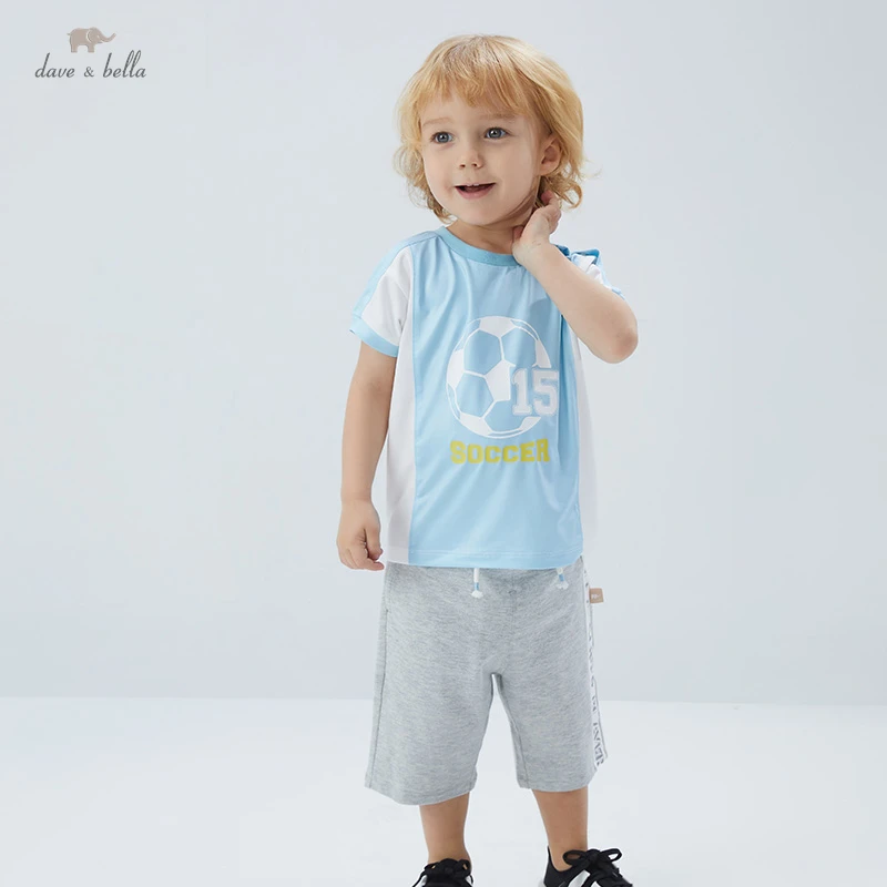 

DBX17282 dave bella summer baby boys casual cartoon letter print T-shirt children tops kids boy fashion tees