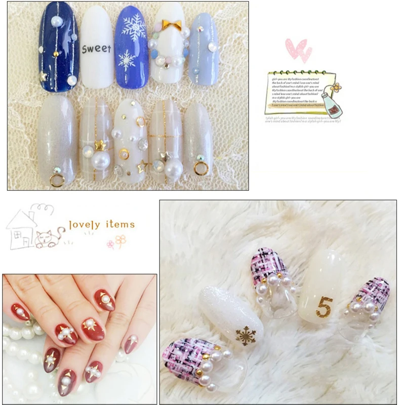 Semicircle Imitation Pearl Nail Art Accessories ABS Flat Back Acrylic Rhinestone Scrapbook Beads 3D Fingernail Decoration