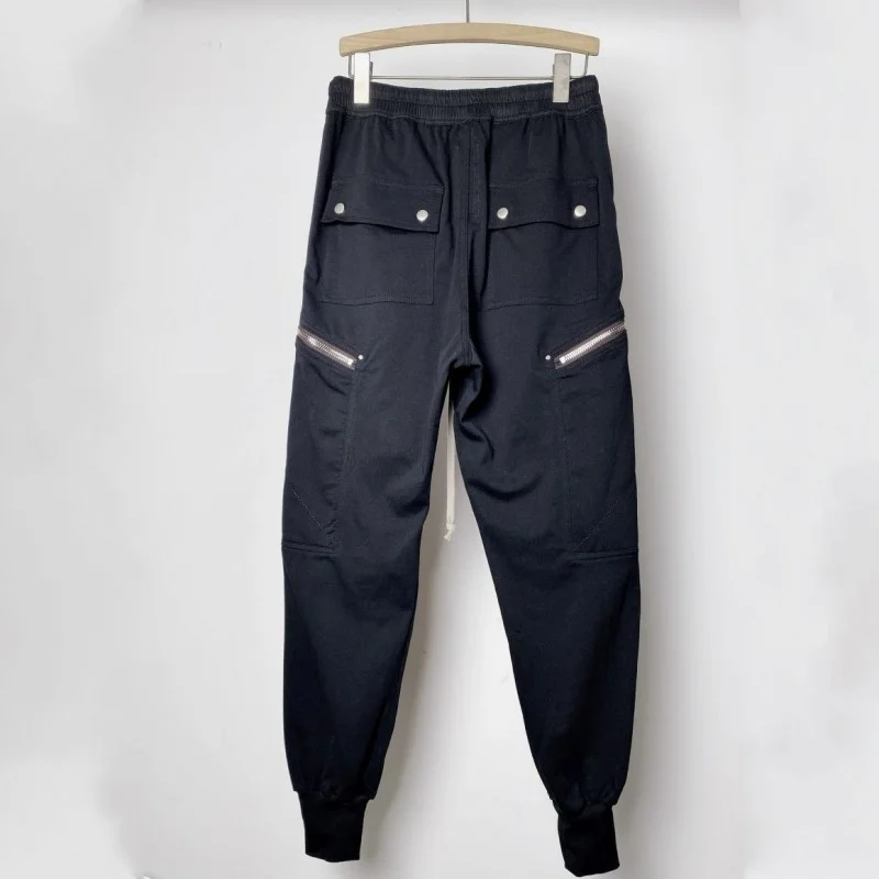 Mens Gothic Sweatpants Slim Fit Cotton Casual Trousers Multiple Pockets Pencil Pants Male Fashion Streetwear Black Cargo Pants