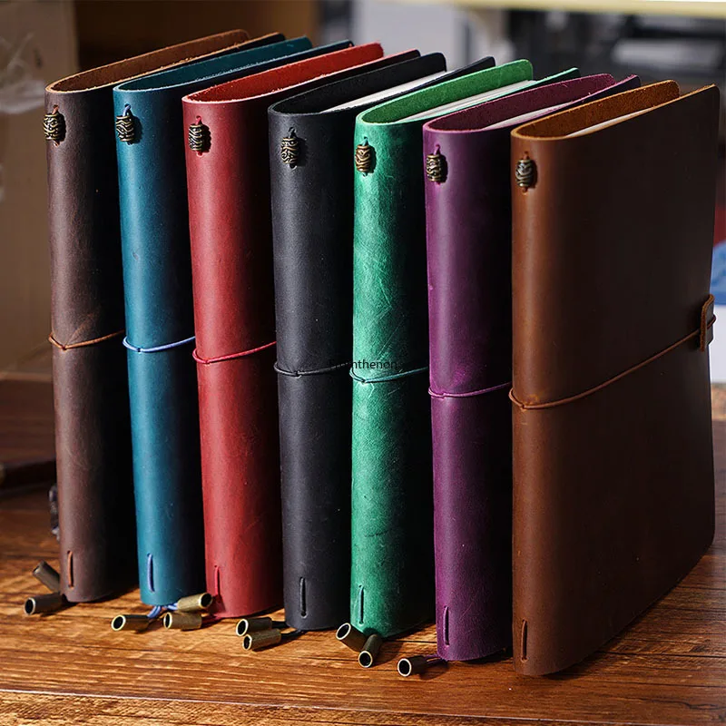 Leather Travel Notebook Retro Leather Travelers Notebook Handmade Business Loose-leaf Planner Cowhide Diary Joural Book