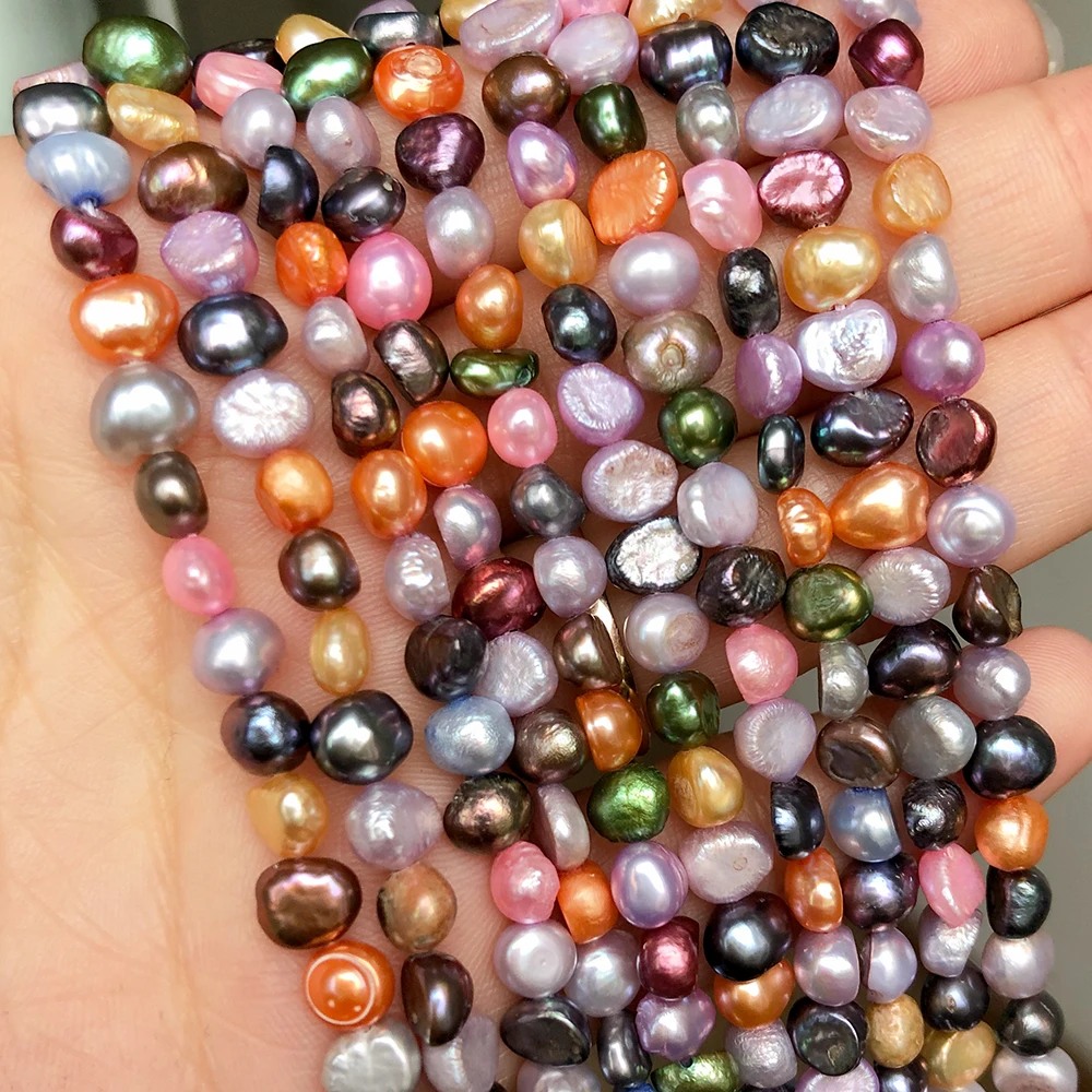 5-6mm Multicolor Freshwater Pearls Baroque Irregular Pearl Beads For DIY Women Handmade Bracelet Charms Accessories 15''Strands