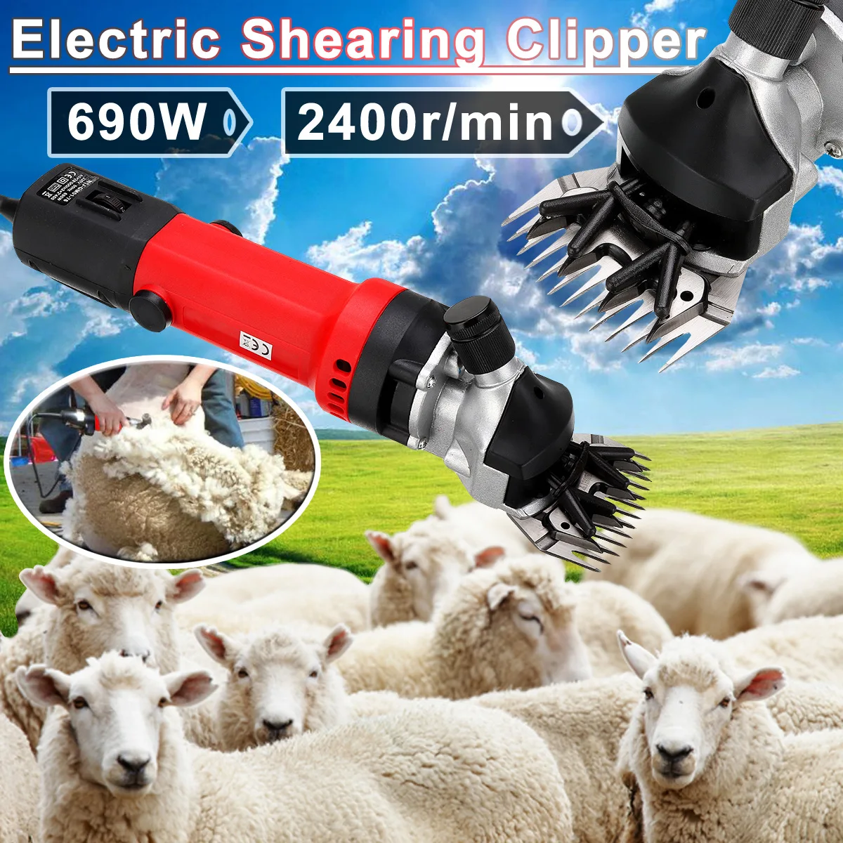 

Speed Electric Shearing Clipper Shear Sheep Goats Alpaca Shears Pet Hair Shearing Machine Cutter Wool Scissor Farm Supplies