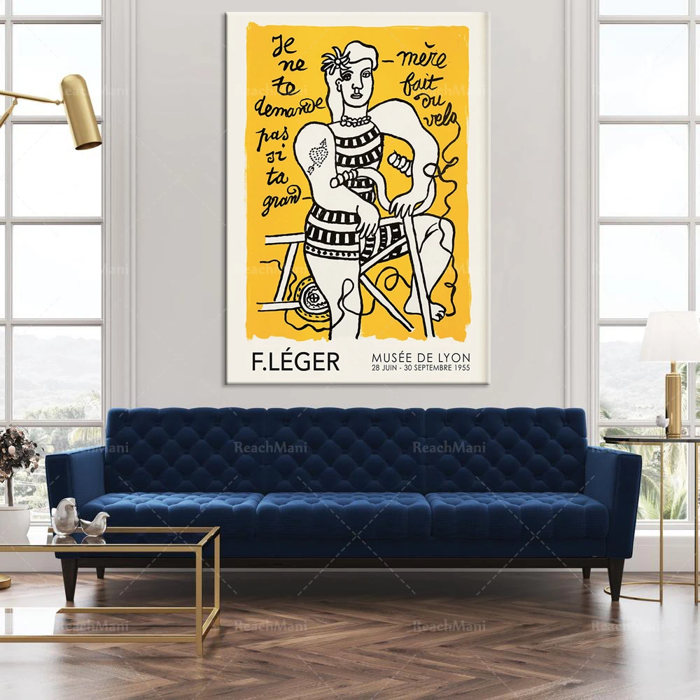 Affiche de l'expotion Fernand Léger, Fernand Léger art prints, female line art, female empowerment art,