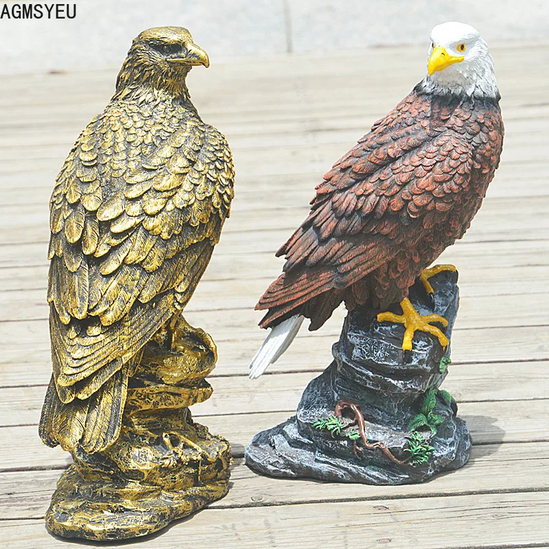 AGMSYEU resin craft simulation animal model imitation copper-colored eagle statue lawn garden gardening decorations