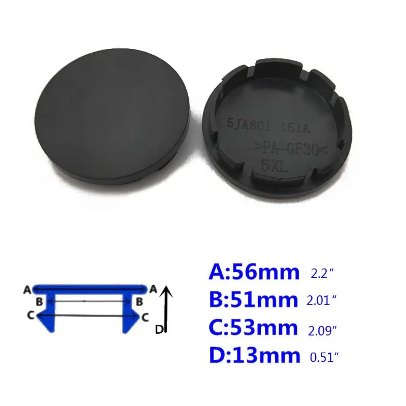 56mm Car Wheel Center Hub Caps Universal ABS Vehicle Tyre Tire Rim Cover Protector Decorations 4pcs/Set