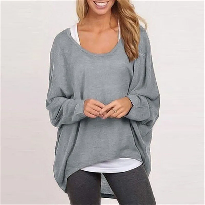 2021 Spring T Shirt Women T-Shirt Oversize Casual Loose Batwing Long Sleeve Tops female Jumper Pullover tunic XXL