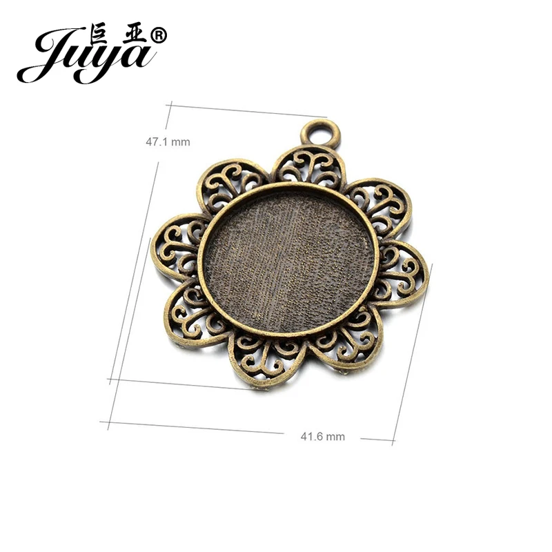 10 pz/lotto 25mm Cabochon Base fascino pendente cornici impostazione per collana pendente gioielli fai da te fare artigianato accessori risultati