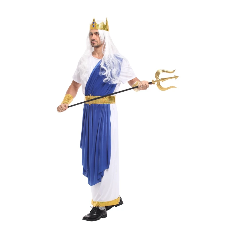 Fantasia Adulto Uomini Mitologia Romana Dio del Mare Re Nettuno Poseidon Costumi Halloween Purim Festa di Carnevale Abiti Cosplay