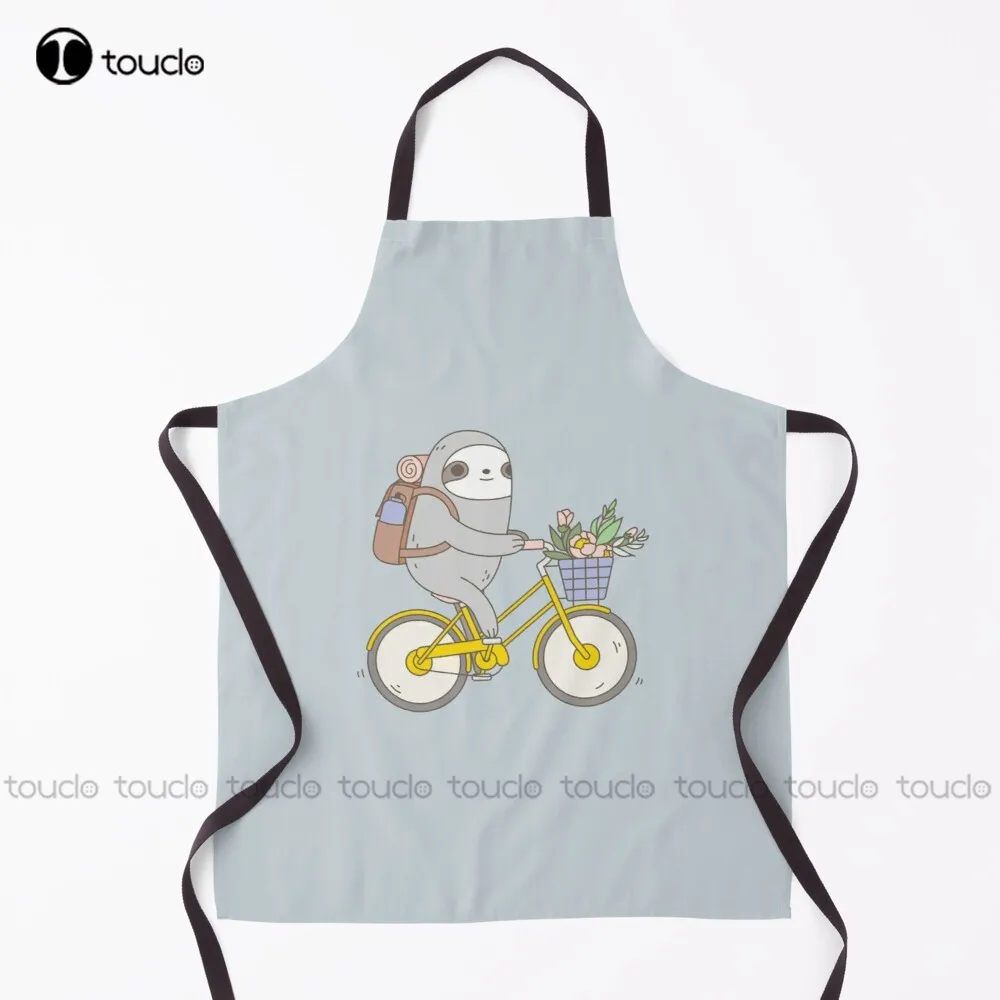 New Biking Sloth Funny Sloth, Bicycle, Animal, Riding Bicycle Apron Black Apron Unisex