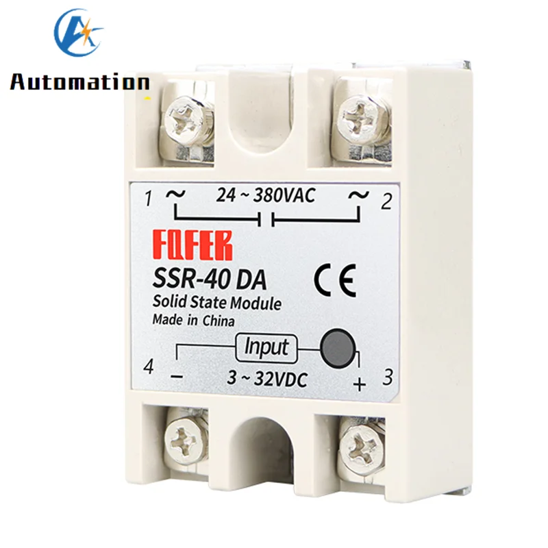 1pcs SSR-40DA 10DA 25DA 40DA 50DA 60DA 70DA 80DA 100DA Solid State Relay Module 3-32V DC Input 24-380VAC 10A-100A