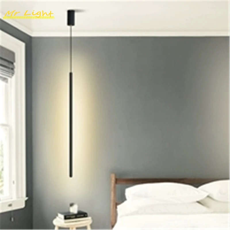 

Nordic Aluminum Black LED Pendant Lights Lighting Loft Bedroom Bedside Pendant Lamp Kitchen Hanging Lamps E27 Light Fixtures