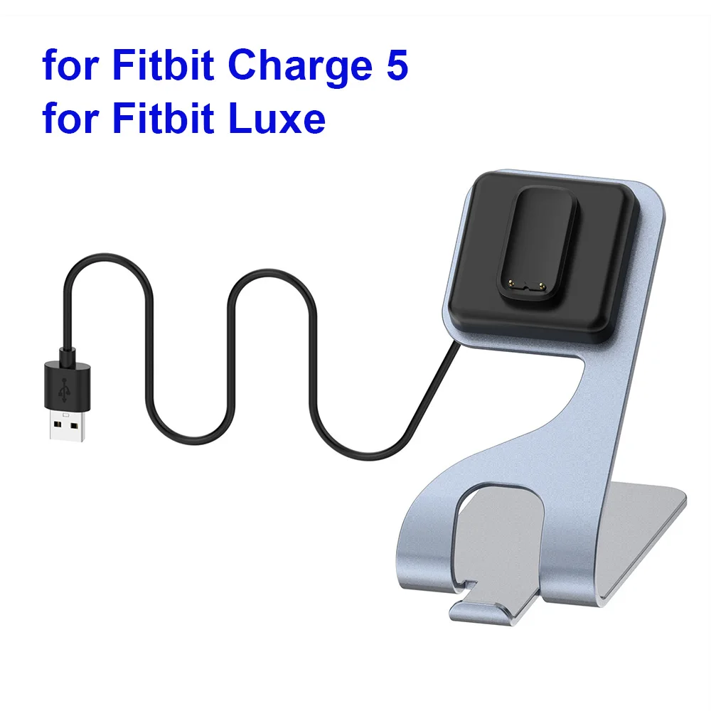 Metal Charger Dock for Fitbit Luxe / Fitbit Charge 5 6 Aluminum Alloy Charging Cable Stand Base Station with USB Cable