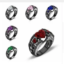 Personal Heart Angel Wings Ring 925 Sterling Silver Birthstone Party Wedding Band Rings for women men Jewelry Gift