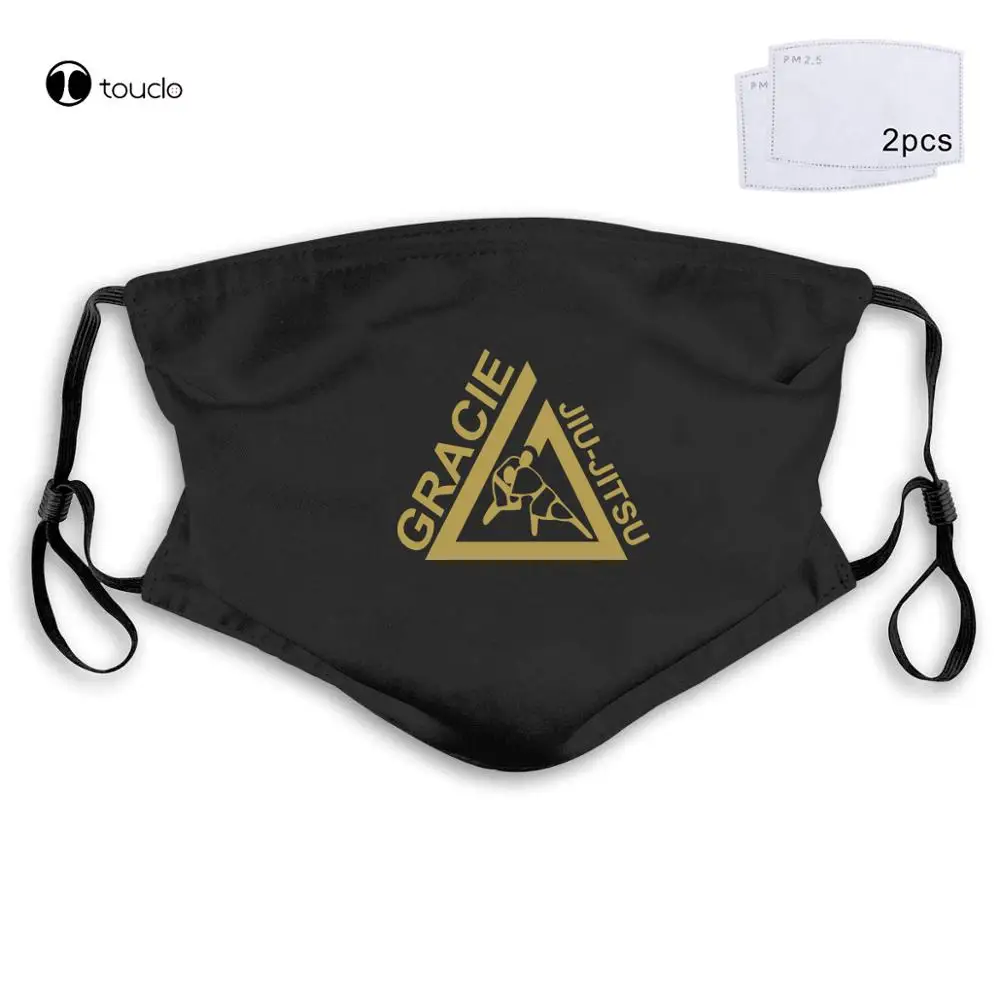 Engraçado homem novo gracie jiu-jitsu clássico academia logotipo impressão máscara facial filtro pano de bolso reutilizável lavável