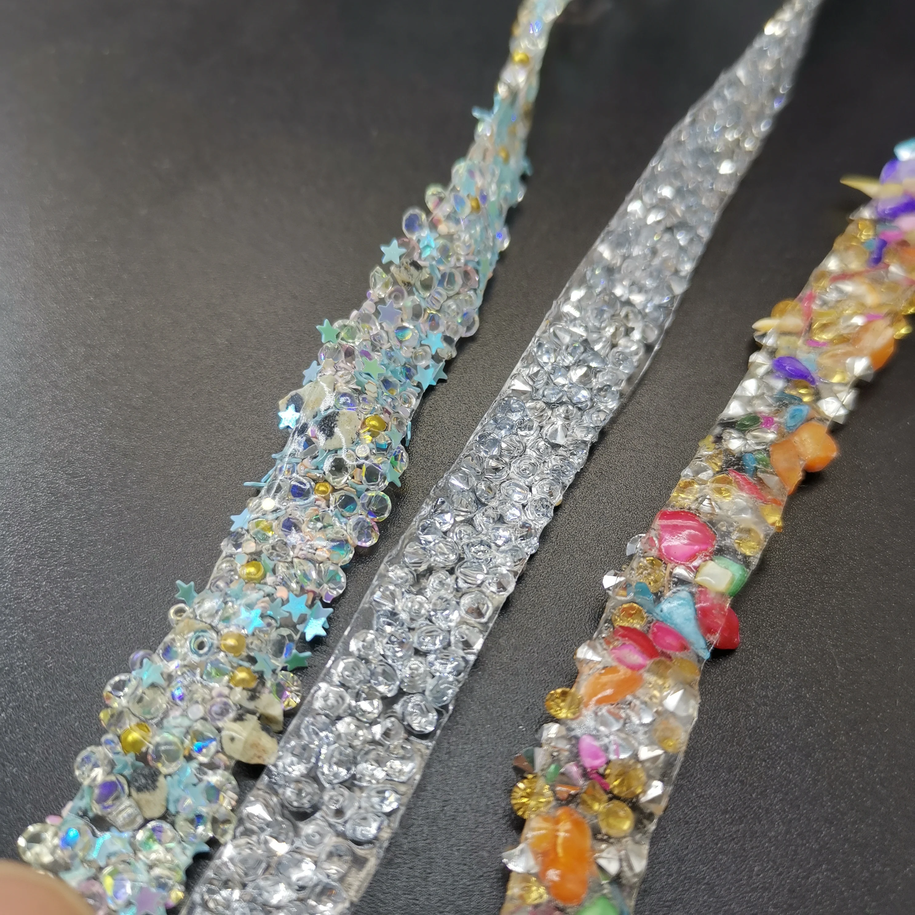 Sewing Trim Crystal Motif Strass Hot Fix Rhinestone Tape Applicator Ribbon With colorful stone Iron On Appliques For Dresses