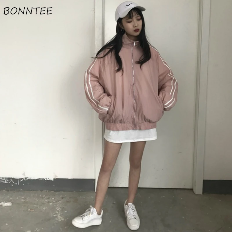 Jackets Women Striped Loose XXL Leisure Simple Harajuku Chic High Street  Colorblock Coat Korean Fashion Jacket Ins Ulzzang New