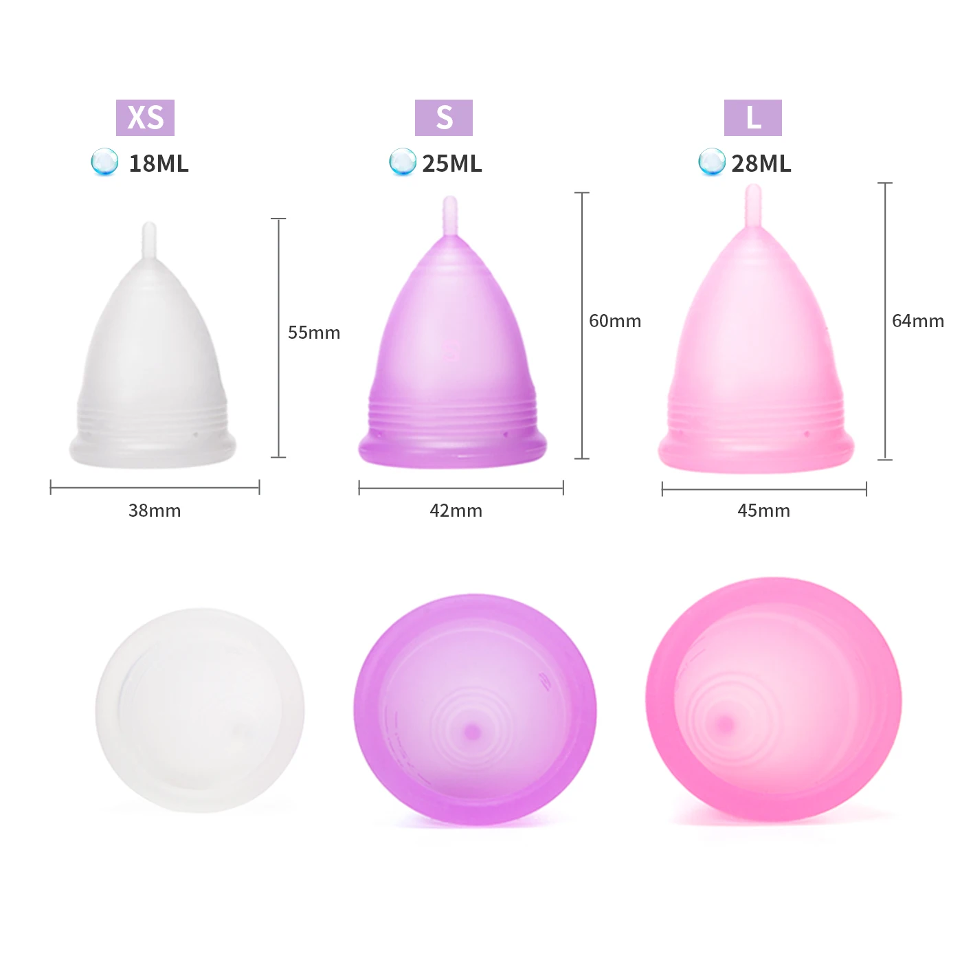 2pcs Menstrual Cup Medical Grade Silicone Menstrual Cup Menstrual Collector Feminine Hygiene Period Cup for Menstrual Period