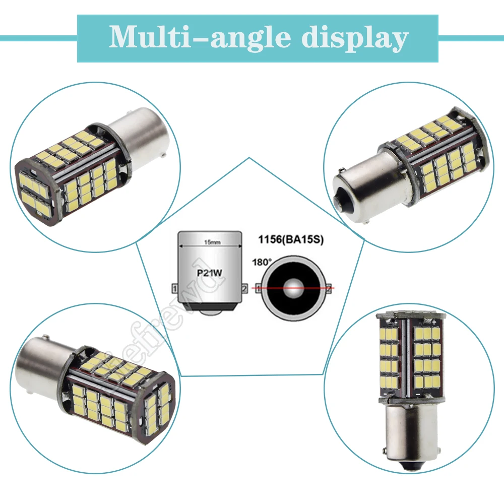 1Pcs 6V 6 Volt 1156 BA15S Car Motorcycle LED Signal Lamp 56SMD 2835 P21W Backup Reverse Brake Turn Light Globe Bulb White 6000K