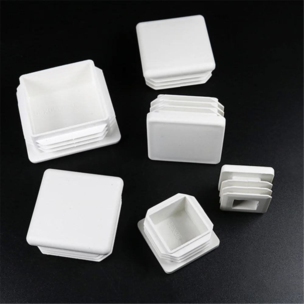 New White Plastic Rectangle Blanking End Caps Cap Tube Pipe Inserts Plug Bung Steel