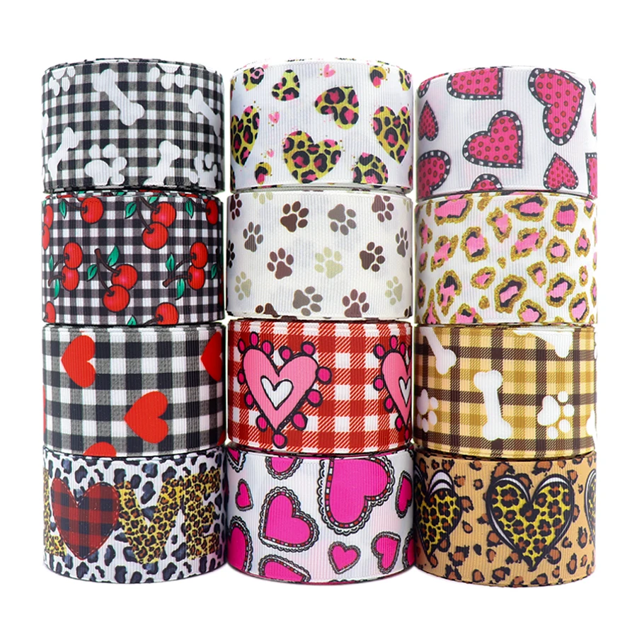 10 Yards 1'' 38MM  Love Animal Printed Grosgrain Ribbons For Hair Bows/ Gift Packaging DIY Handmade Materials Y2021102701