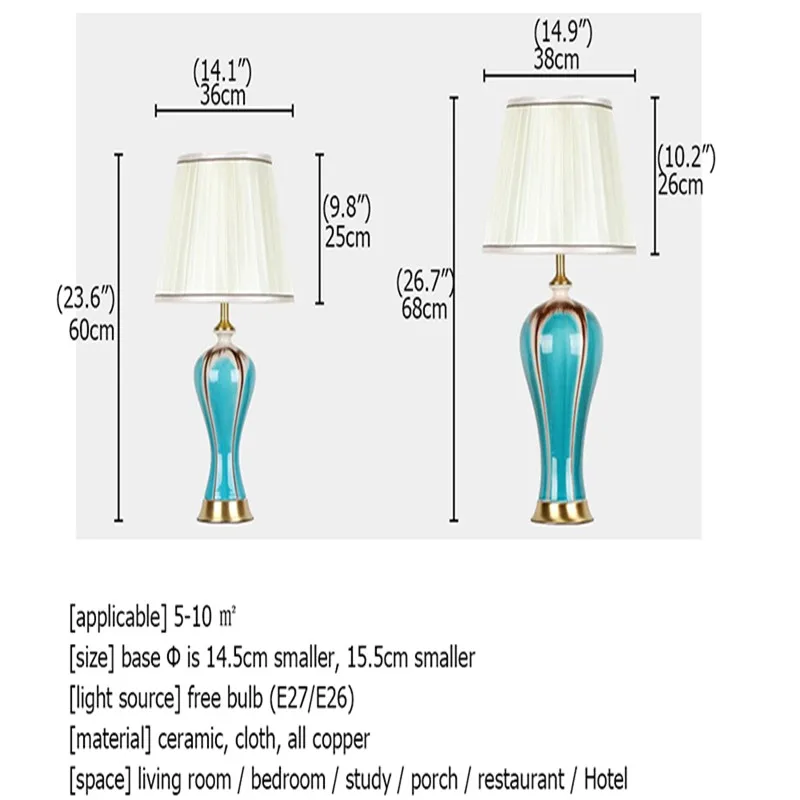 OURFENG Modern LED Table Desk Lamp Ceramic Bedside Light Copper Decorative For Home Foyer Office Bed Room Study Dining Room
