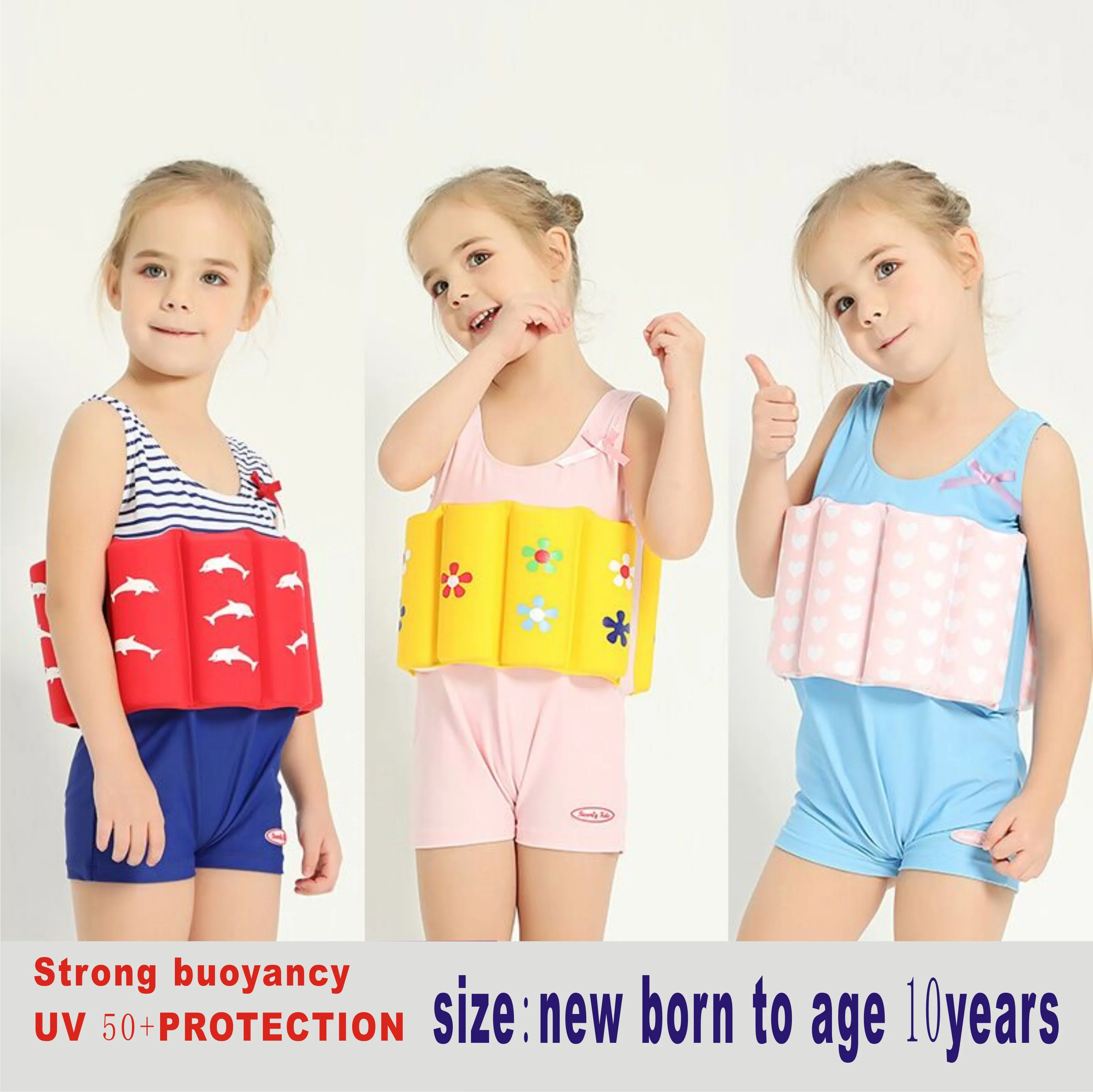 

Beverly kids girl floating swimsuit junior life vest UV protections swimwear baby infant buoyancy suit life vest free shipping