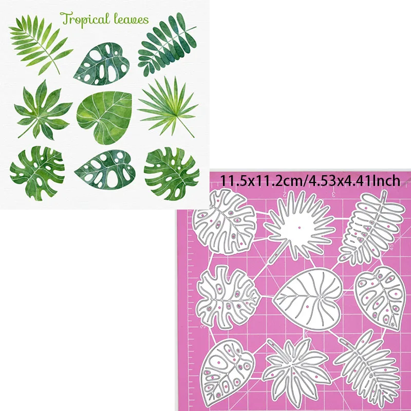 9 Pcs Tropical Leaves Cutting Dies Lovely Good Size Plant Metal Stencil For DIY Scrapbook Gift Card Craft Decorative