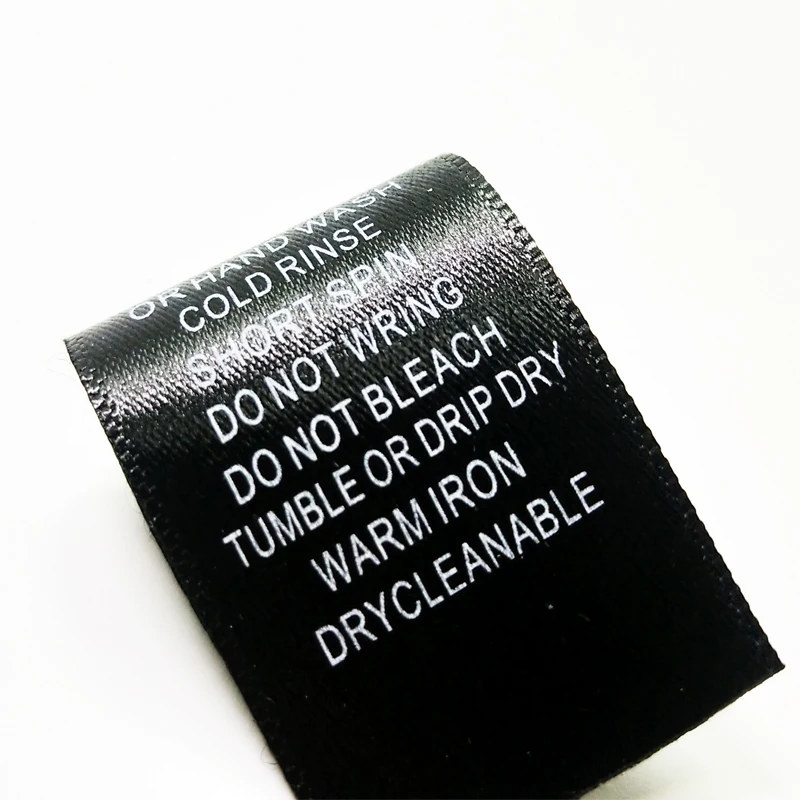 width3.5cm Black silk screen printing white silver polyester woven ribbon Lead the bid wash label care labels