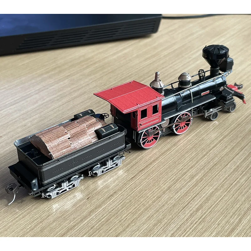Diecast 19cm long Metal hand diy 3D assembly model New Handmade Mine Forest Locomotive Adult Decoration Gift Static Display