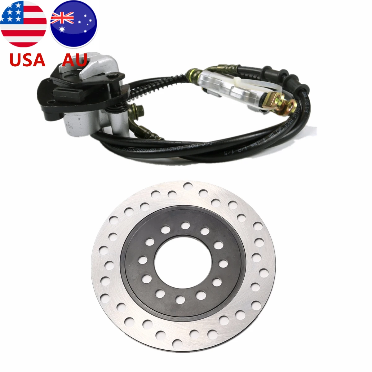 1550mm Rear Brake Assembly Pads Master Cylinder Caliper + Rear Brake Disc Rotor 70cc 90cc 110cc 125cc Go Kart ATV Quad Dirt Bike